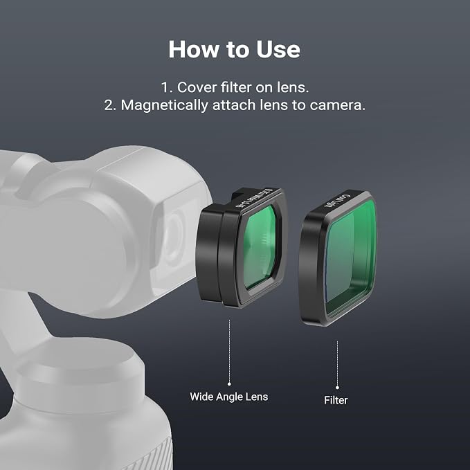 NEEWER Gimbal Camera Filter Set, 0.75x Wide Angle Lens + LPR + Black Diffusion