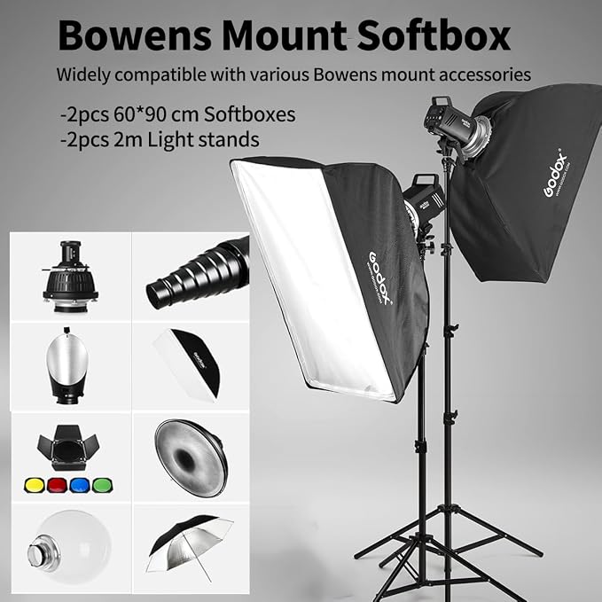 2pcs Godox MS300 Studio Flash Kit