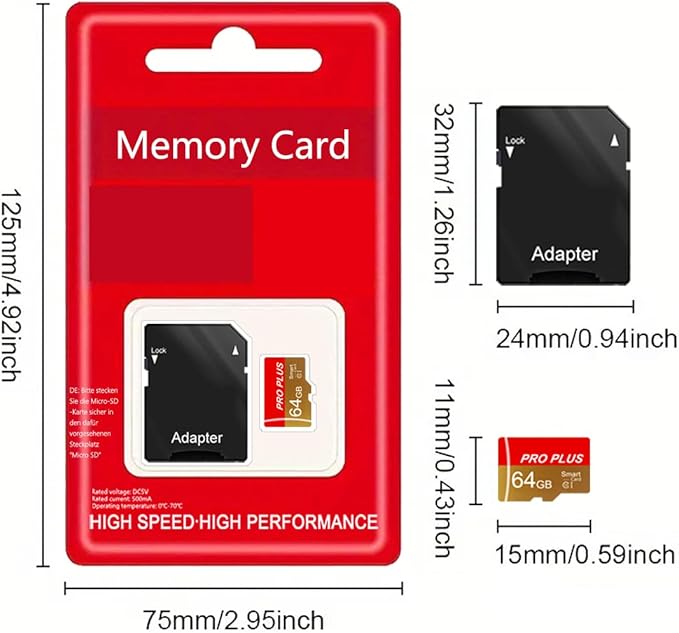 3 Pack TF Card 64GB with Adapter, High Speed Memory Card, UHS-I C10 A1 Memory