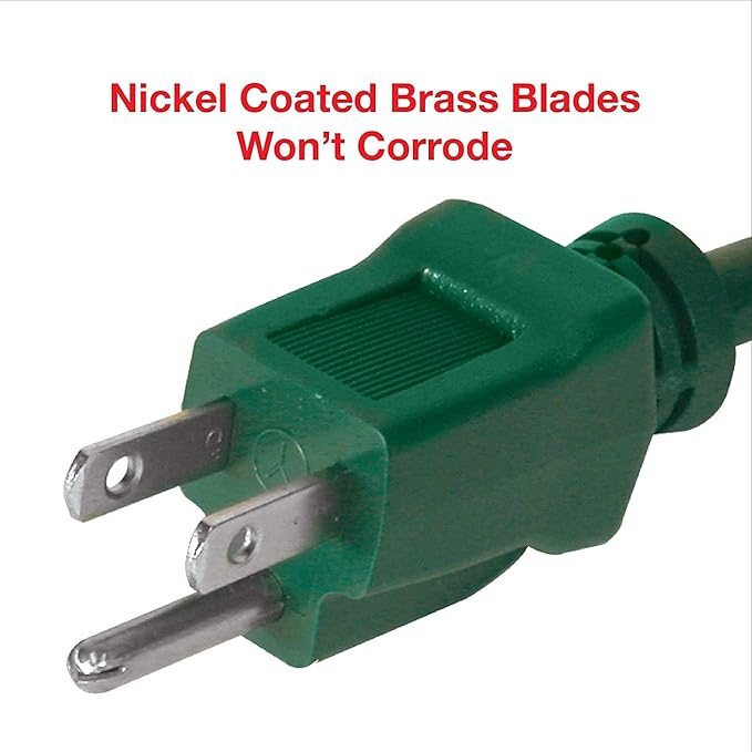 Clear Power 16 Gauge 3Prong Cords (3 Outlets, Green, 9 ft)