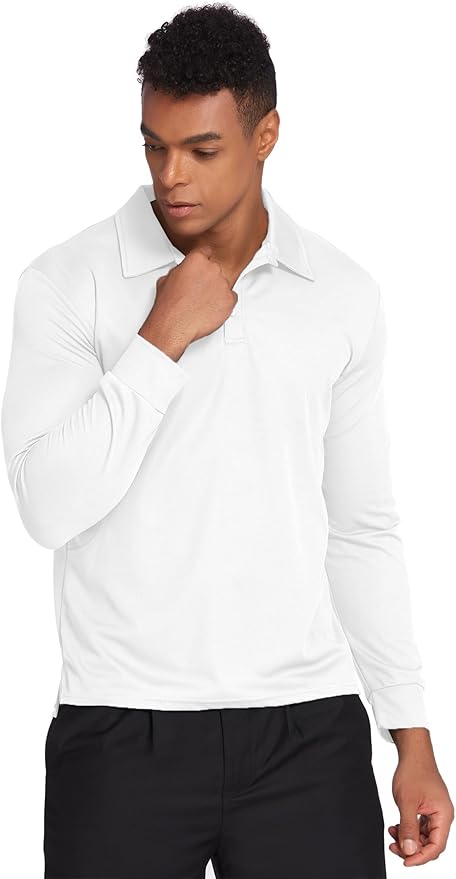 Deyeek Men's Polo Shirts Long Sleeve Golf Polo Shirts for Men Quick Dry UPF 50+ Sun Protection Polos Casual Collared Shirts