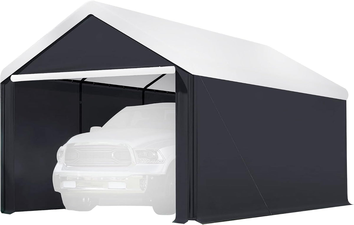 Caravan Canopy Car Tent Sidewalls for Carport, Garage & Shed, Domain, 10 x 20 Ft, Black (Roof and Canopy Not Included) - Portable Vehicle and Motorcycle Shelter - Large Outdoor Storage