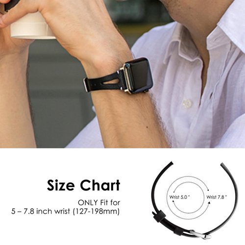 Lamshaw DR03, DR05, DR06 Smart Watches Bands, Quick Release Slim Vintage Leather Strap Replacement Compatible with Yoever, KIBFLE, TOOBUR, DR03, DR05, DR06 Smart Watches (Black, 18mm size band)