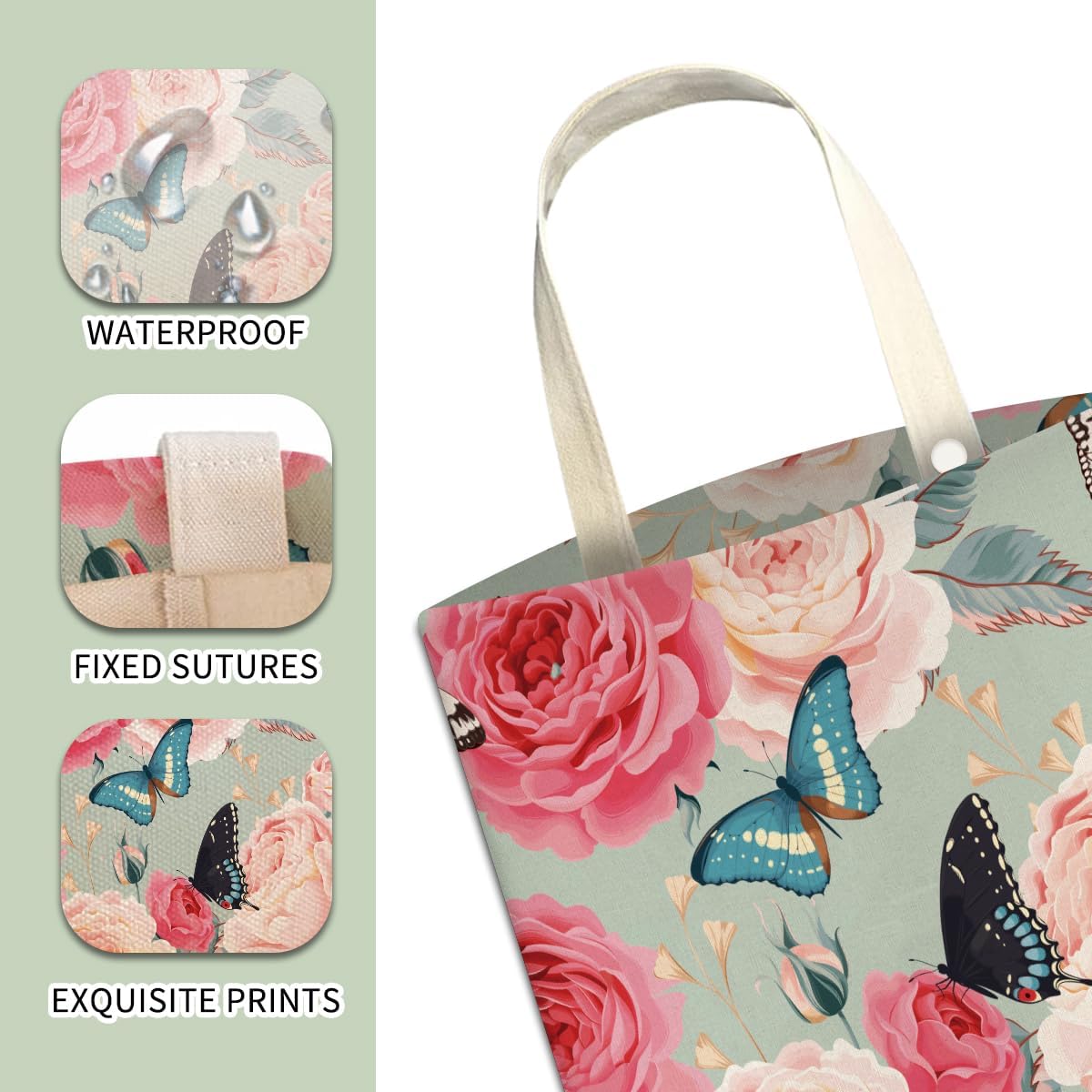 Car Trash Can, Cute Car Trash Bag, Hanging Car Organizer and Storage Bag, Trash Bin for Car Accessories, Vehicle, Travelling, Camping Cute Flower and Butterfly
