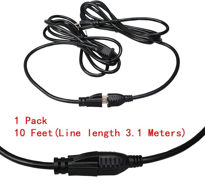 10Feet Outdoor Extension Cord,105℃ Temperature Resistant 15Amp Big Plug Anti-Load 14AWG 3 Prong Heavy Duty Tools Equipment Power Extension Cord (3.1Meters,Black)