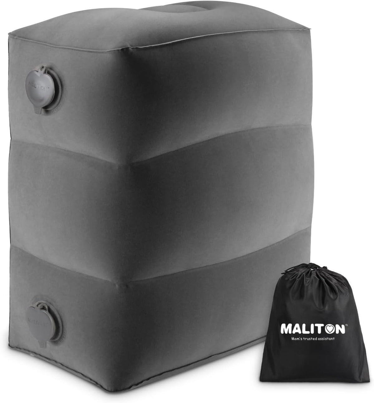 Maliton Inflatable Travel Foot Rest Pillow, Toddler Airplane Bed, Car Seat Foot Rest for Kids, Adjustable Height Leg Rest Pillow for Airplane, Home, Office(Black, 1 Pack)