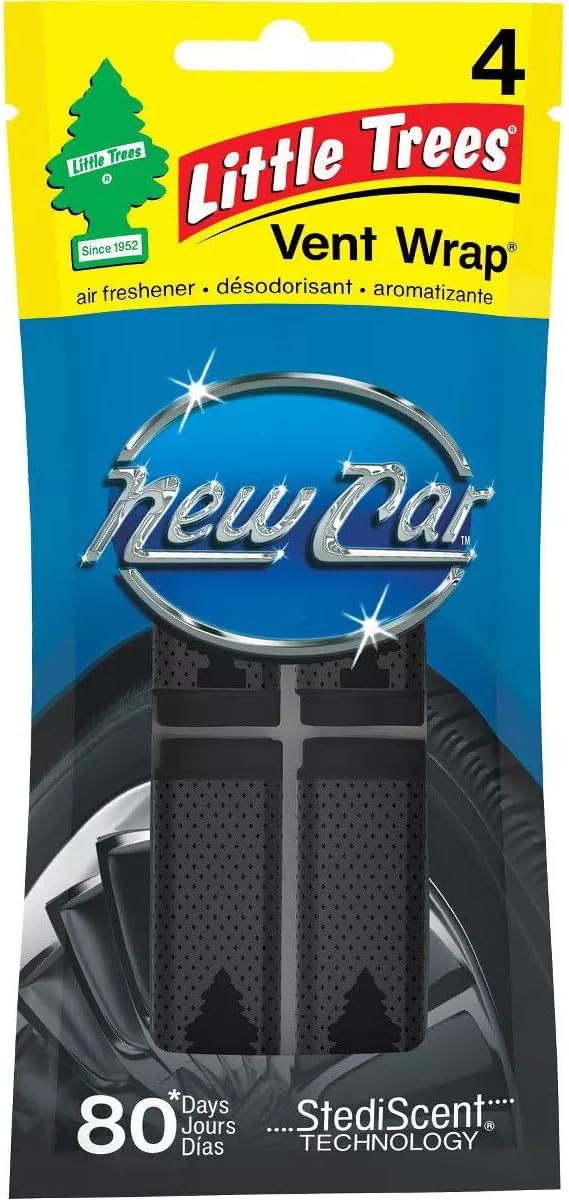 Little Trees Car Air Freshener | Vent Wrap Provides Long-Lasting Scent, Invisibly Fresh! | New Car Scent, 16 count, (4) 4-Packs