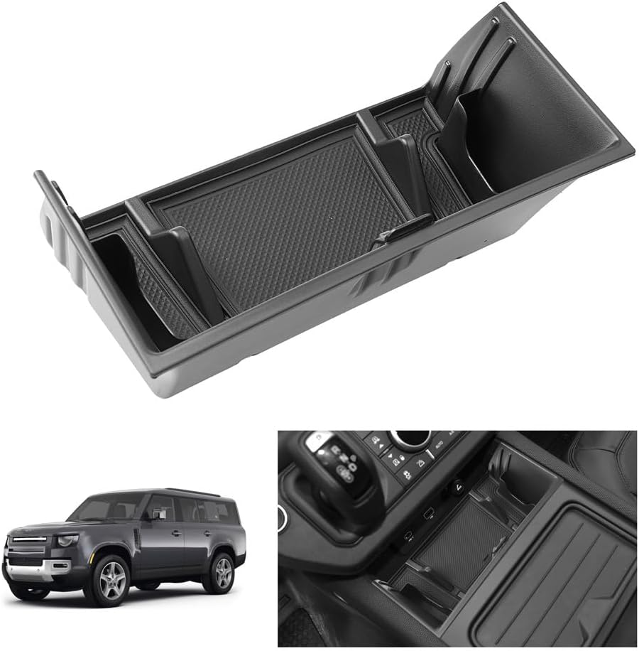 LUWU 2025 Defender Under Screen Organizer Compatible with 2020 2021 2022 2023 2024 2025 Land Rover Defender Accessories Center Console Organizer Armrest Console Organizer Insert Tray