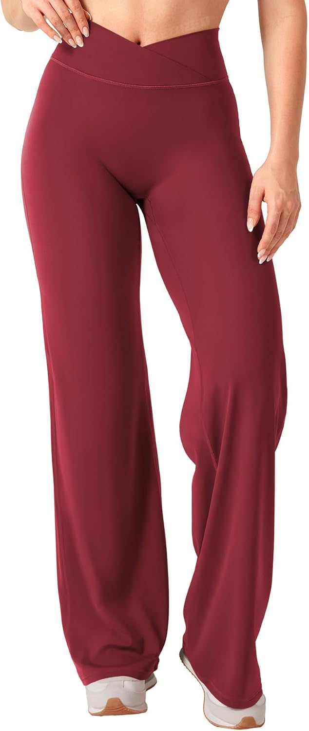 YEOREO High Waist Crossover Leggings - No Front Seam Soft Yoga Pants for Women | 31.5" Length