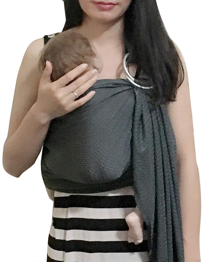 Baby Water Ring Sling Carrier | Lightweight Breathable Mesh Baby Wrap for Infant, Newborn, Kids and Toddlers | Perfect for Summer, Swimming, Pool, Beach | Great for Dad too Grey