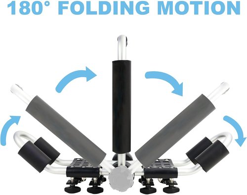 **Kayak Roof Rack - 2-in-1 Aluminum Folding J Bar Carrier for SUVs & Trucks | Includes 8 Ratchet Ties & 4 Anchor Straps**
