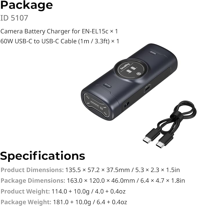SMALLRIG EN-EL15c Battery Charger