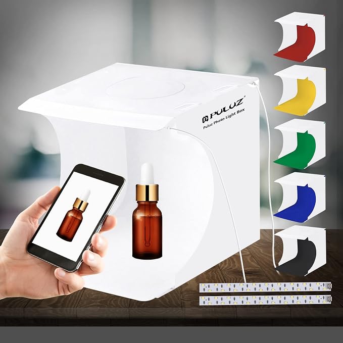 Photo Studio Box with LED Light, PULUZ 20cm Mini Portable Photography Lighting