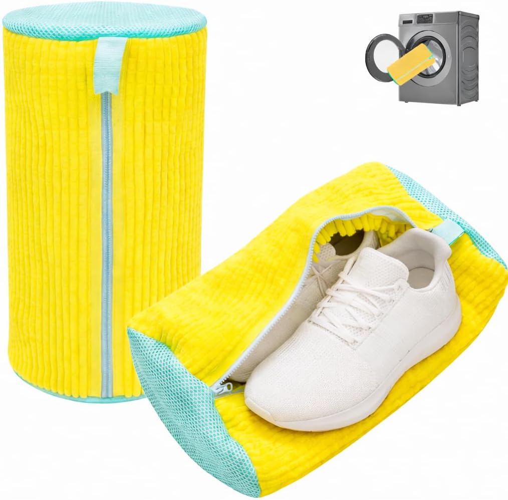 Regine Switzerland Shoe Washing Bag - Reusable Laundry Bag for Sneakers & Tennis Shoes | 2 Pcs Yellow