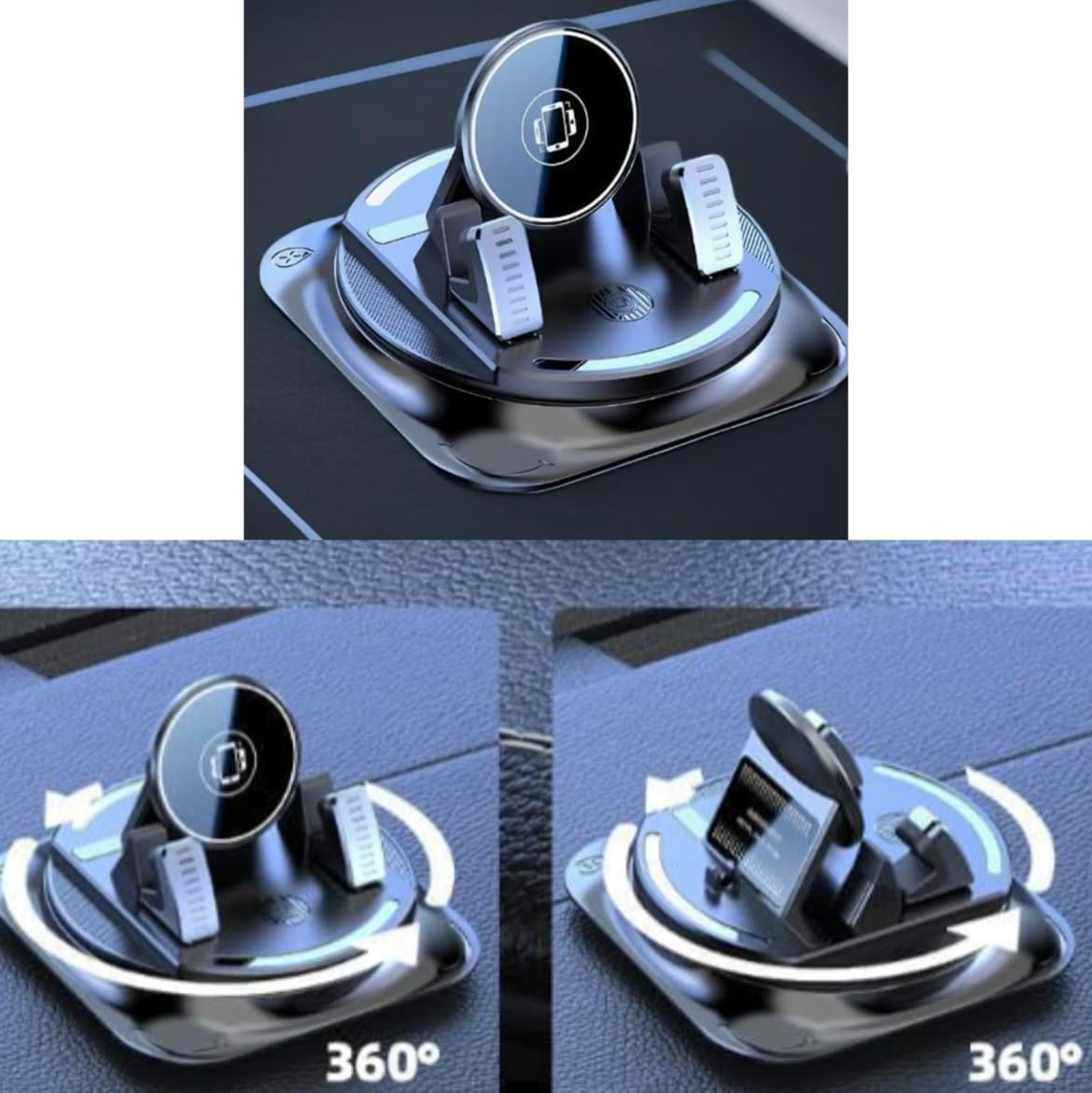 New 360°Dashboard Car Phone Holder,Dashboard Phone Holder with Vacuum Suction Technology Essential Phone Holders with Strong Suction Cup for All Smartphones,Universal Windshield Adhesive Mount(1 PCS)