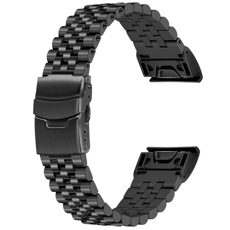 YISIWERA Tapered Stainless Steel Watch Band 26mm Compatible for Fenix 6X 5X Plus Screw Fix Strap Compatible for Garmin Fenix 6X Pro/3/3 HR/Descent Mk1
