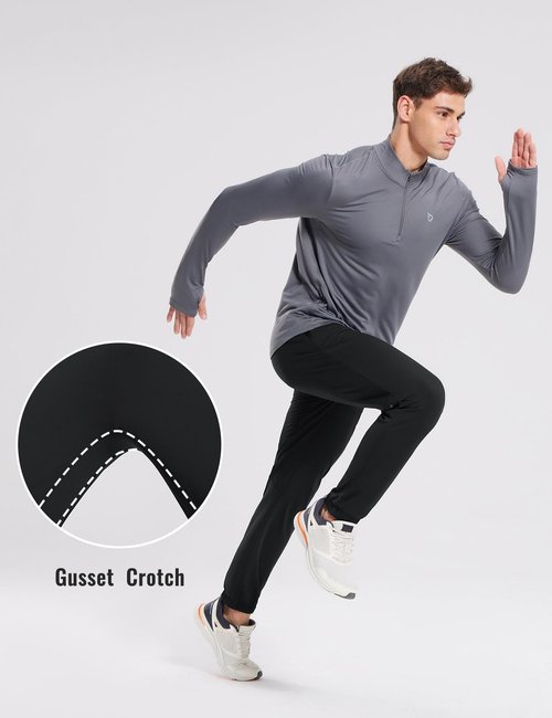baleaf Men's Fleece Lined Joggers Winter Athletic Sweatpants Thermal Hiking Workout Running Pants with Zipper Pockets Black L