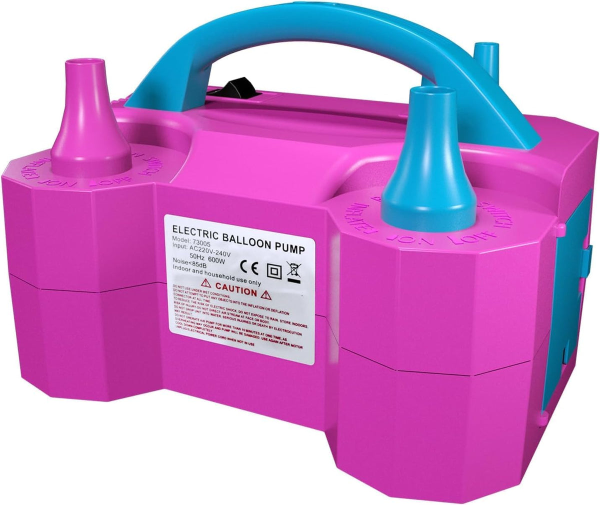 Skiennix Electric Balloon Pump - Portable Dual Nozzle Air Blower for Party Decorations | 110V 600W, Rose Red