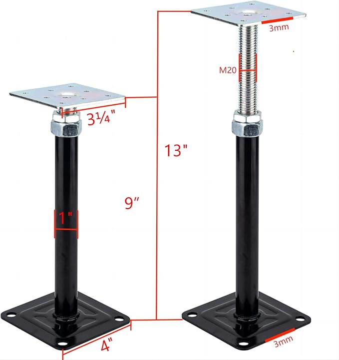 2-Pack Lift Supports,Adjust Supports,Level Supports,Floor Jacks,Adjustable House Jack for The Floor,Mini Screw Jack- Post 9" to 13"