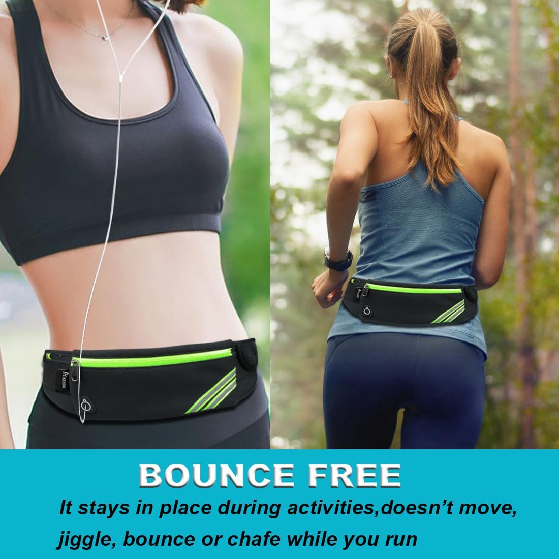 Skiennix Slim Running Belt - Reflective Fanny Pack for Hiking, Cycling & Jogging | Travel Money & Phone Holder
