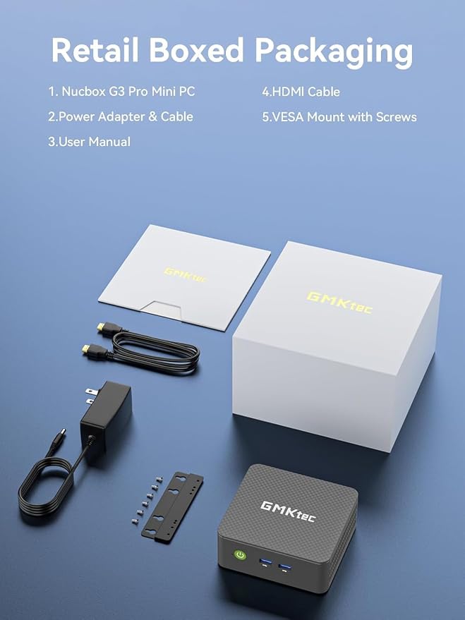 GMKtec Mini PC Intel Core i3-10110U Processor 8GB DDR4 256GB SSD | i226-V RJ45 Ethernet Desktop Computer 4K Dual/ 4X USB3.2/ WiFi 6 BT5.2/ Nucbox G3 Pro