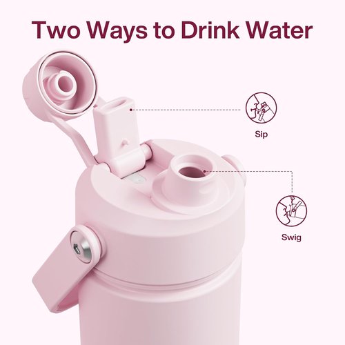 ENCOOL Insulated Water Bottle - Leak-Proof Stainless Steel with Straw | Keeps Drinks Cold for 24 Hours (26 oz, Cotton Candy)