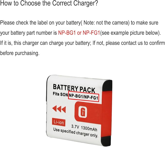 NP-BG1 NP-FG1 Battery Charger Sony BC-CSG BC-CSGB BC-CSGC BC-TRG