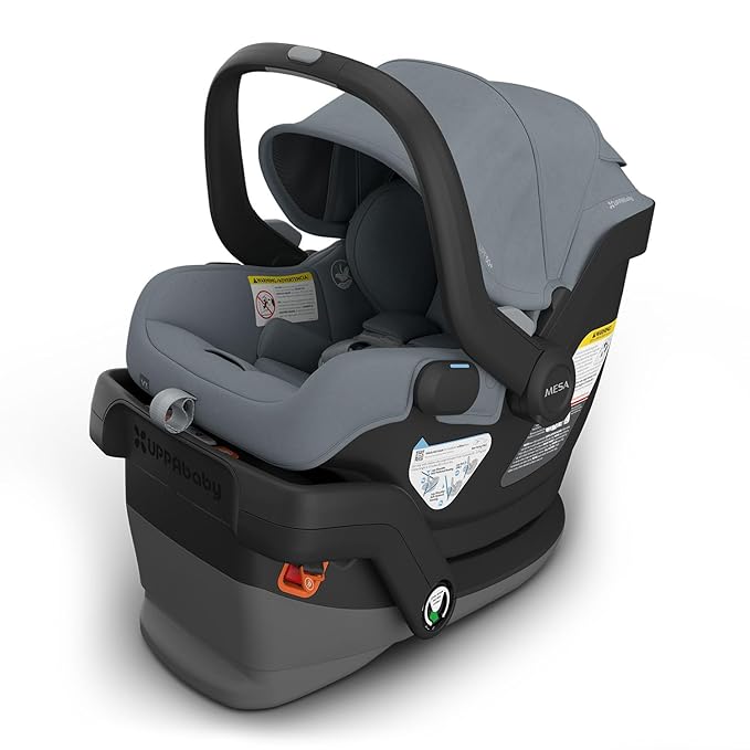 UPPAbaby Mesa V3 Infant Car Seat - Easy Installation + SmartSecure Technology - Attaches to Stroller | Base + Infant Insert Included - Callum (Stone Blue)