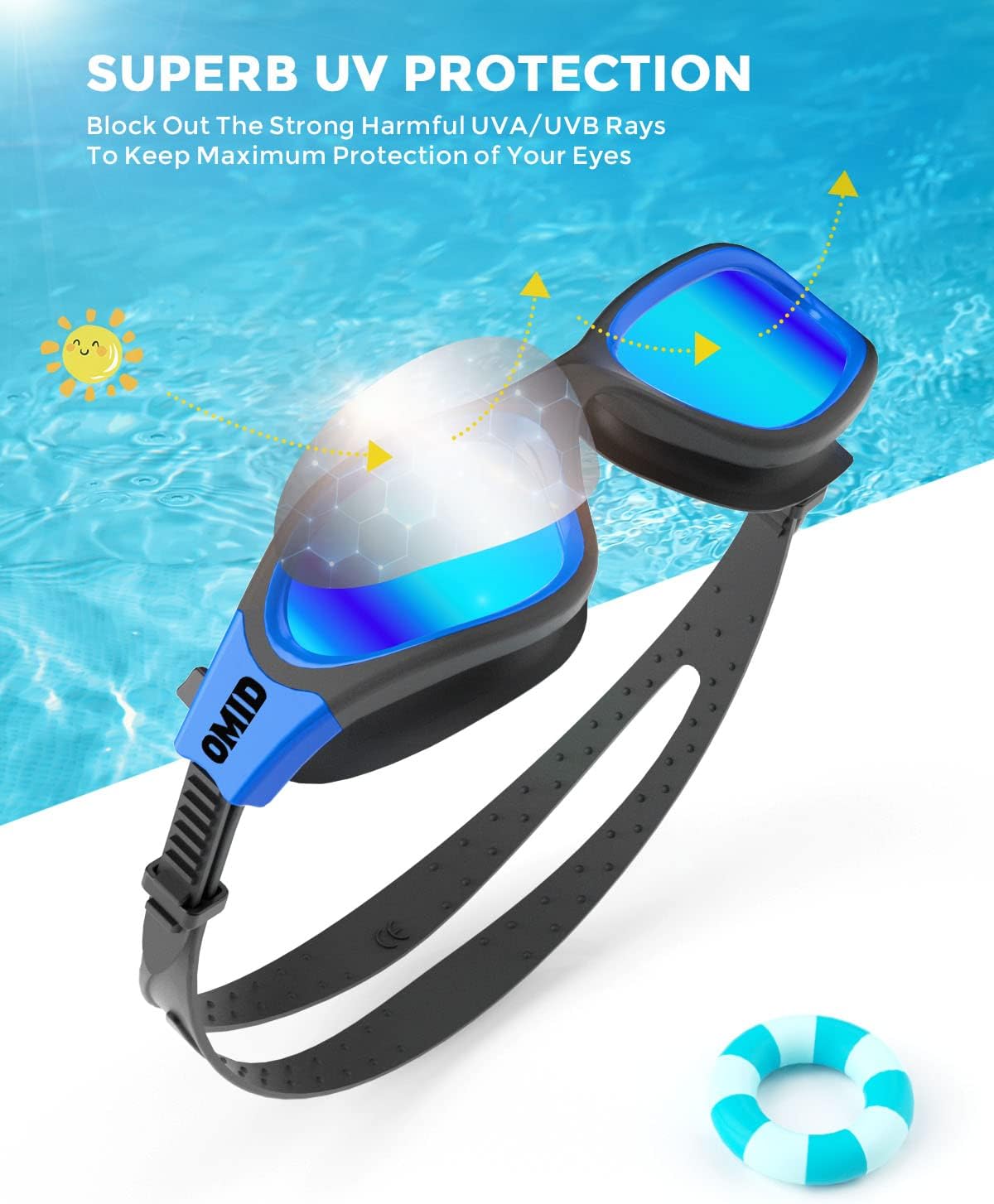 OMID Kids Swim Goggles - P2mini Polarized Design for Comfort | Ideal for Ages 6-14