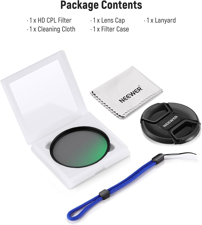 NEEWER 77mm CPL Filter with Lens Cap, Ultra Slim Multi Resistant Nano Coated
