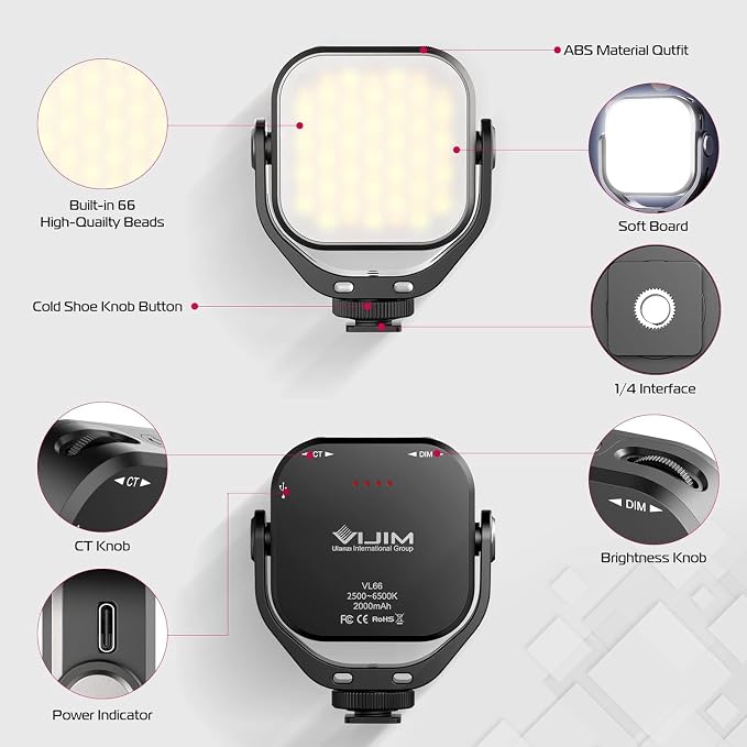 ULANZI VL66 Bi-Color Adjustable Rechargeable 2500-6500K