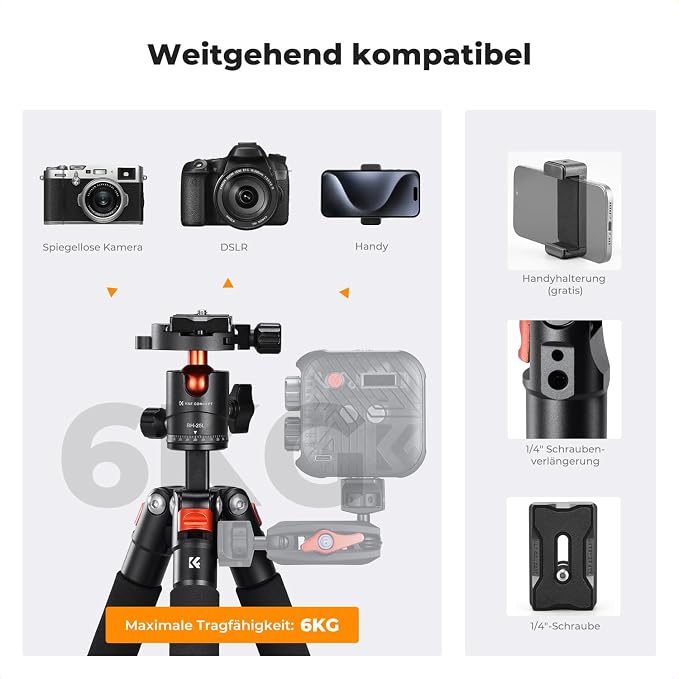 K&F CONCEPT Mini Desk Tripod, 21.6'' Compact Small Tripod
