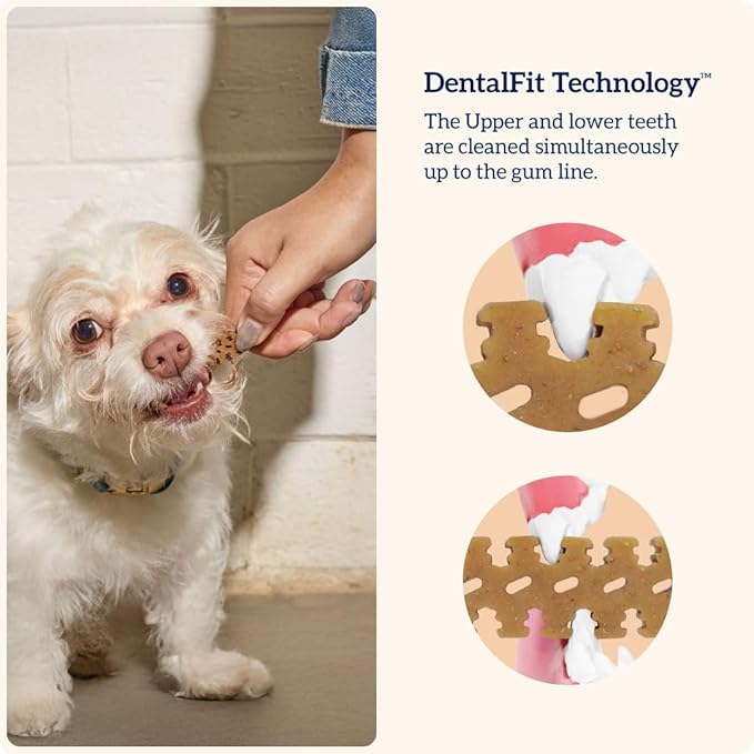 Groovies Flexible Dog Dental Chews with Patented DentalFit Technology to Help Support Tartar Control & Fresh Breath, Large Dog Chews for 25-50 lb Dogs, USA Manufactured Oral Care, 12 Chews