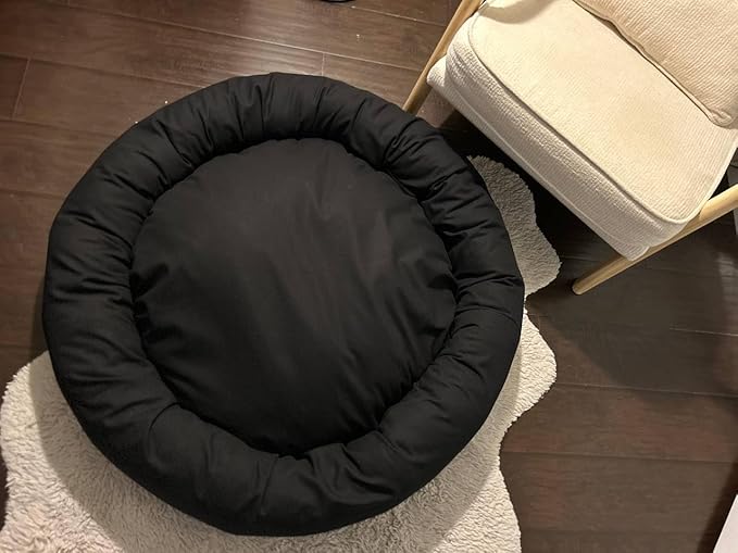 Organic Cotton Canvas Dog Bed: Removable Cover, Natural Fill - Made in USA (Black, XX Large 50" x 8" inches)