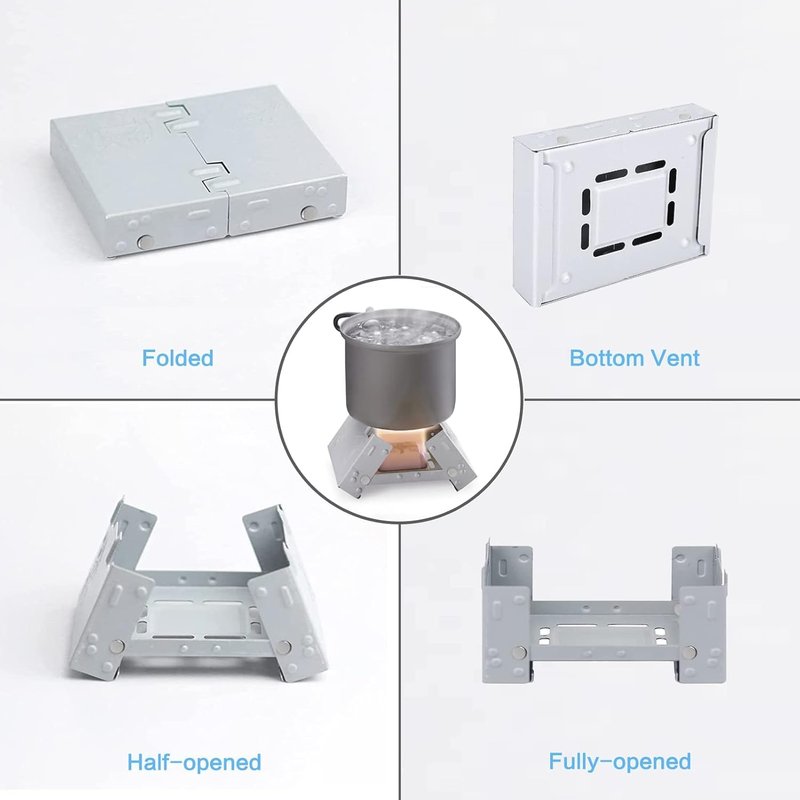 Solid Fuel Tablet Pocket Stove, 2 PCS Backpacking Folding Pocket Stove Outdoor Travel Portable Stove Ultralight Alcohol Camping Stove For Hiking, Camping