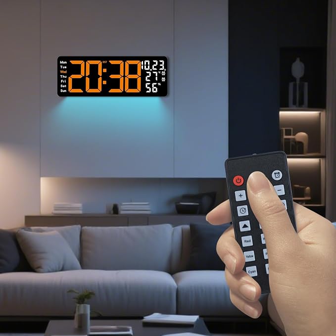 Digital Wall Clock Large Display, 17.3" Digital Clock