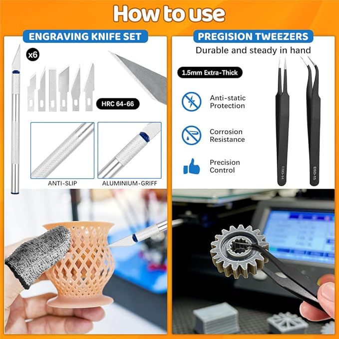 50Pcs 3D Printer Tool Kit & Accessories
