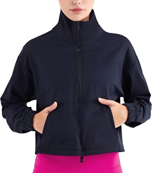 Altiland Half Zip Pullover | Cropped Long Sleeve Jacket for Women - Perfect for Workout & Yoga