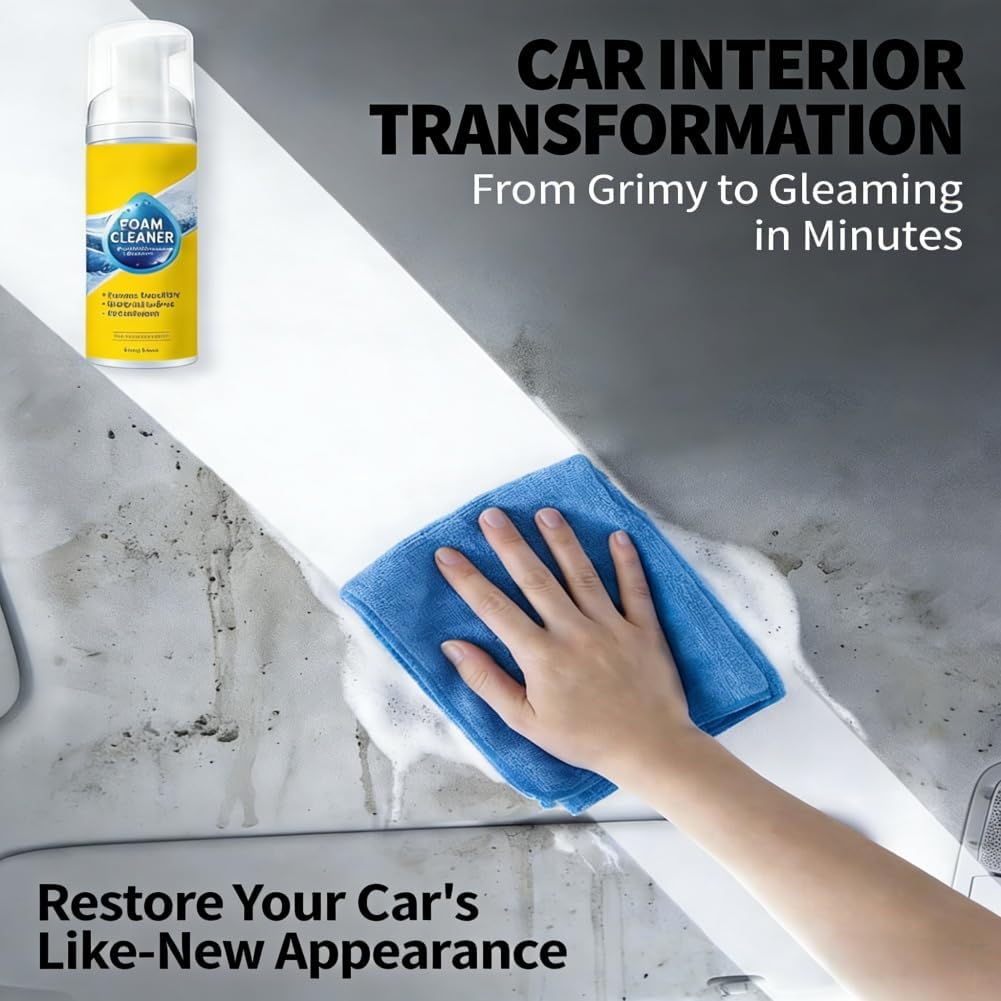 Powerful & Multipurpose Car Interior Foam Cleaner, All-Purpose Rinse-Free Foam Cleaner Spray, Cars Seat Foams Cleaners Spray, Cleaning without Pre Washing for Car & Home (3 PCS)