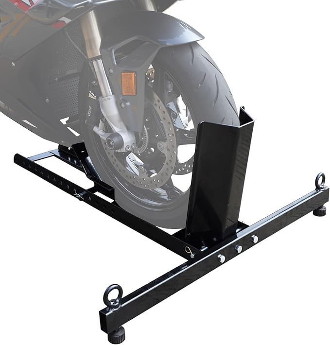 Jack Boss Motorcycle Wheel Chock, Motorcycle Stand Up to 1800LBs, Wide Range 3 Inch to 5 Inch Support Adjustable Front Tire Stand Chocks for Trailer and Truck, Suitable for Most Motorcycles