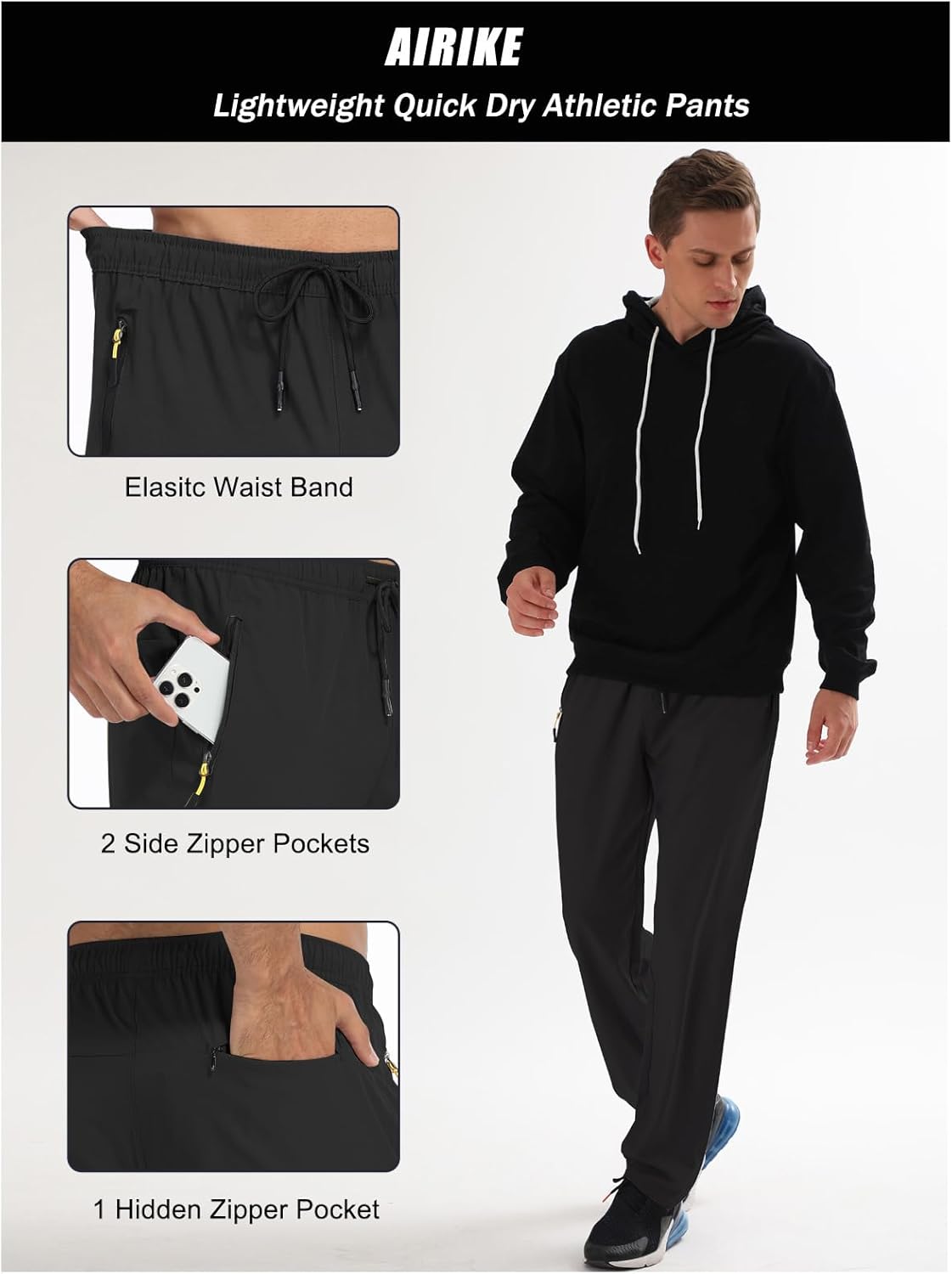 Skiennix Men's Hiking Pants - Water Resistant, Quick-Dry & Lightweight with Zipper Pockets
