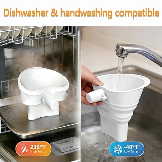 2026 Upgraded No-Mess Flour Funnel for KitchenAid Stand Mixer with Scoop and Cleaning Brush, Foldable Silicone Pouring Chute for 4.5-5 Qt Tilt-Head KSM150 Artisan, Splash-Proof Set, Dishwasher Safe