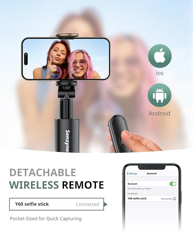 Sensyne 68" Phone Tripod & Selfie Stick, Lightweight All in One Phone Tripod