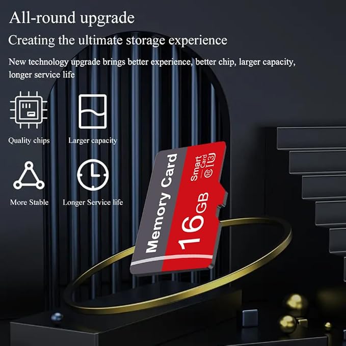 2 Pack Memory Card 16GB with Adapter, High Speed TF Card, UHS-I C10 A1 Memory
