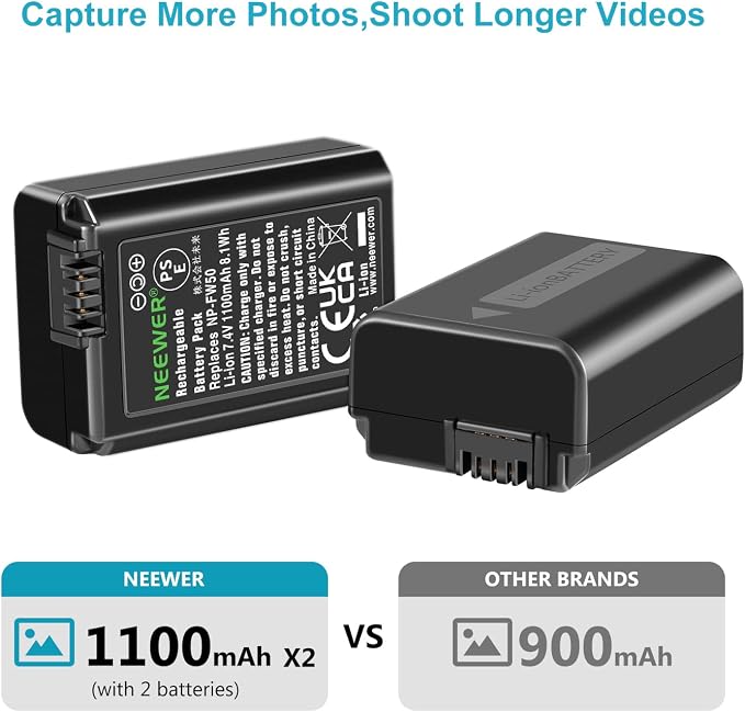 NEEWER NP-FW50 Camera Battery Charger Set Compatible