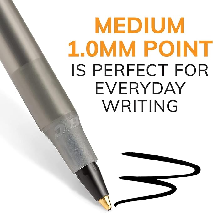 BIC Round Stic Xtra Life Black Ballpoint Pens, Medium Point, 36-Count Pack of