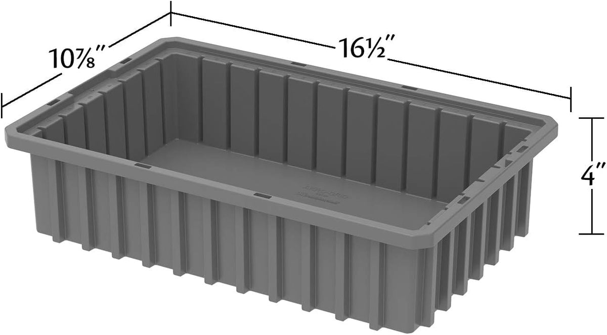 Akro-Mils - 33164BLUE 33164 Akro-Grid Plastic Slotted Dividable Modu Box Stackable Grid Storage Tote Container, (16-1/2-Inch L x 10-7/8-Inch W x 4-Inch H), (12 Pack), Blue