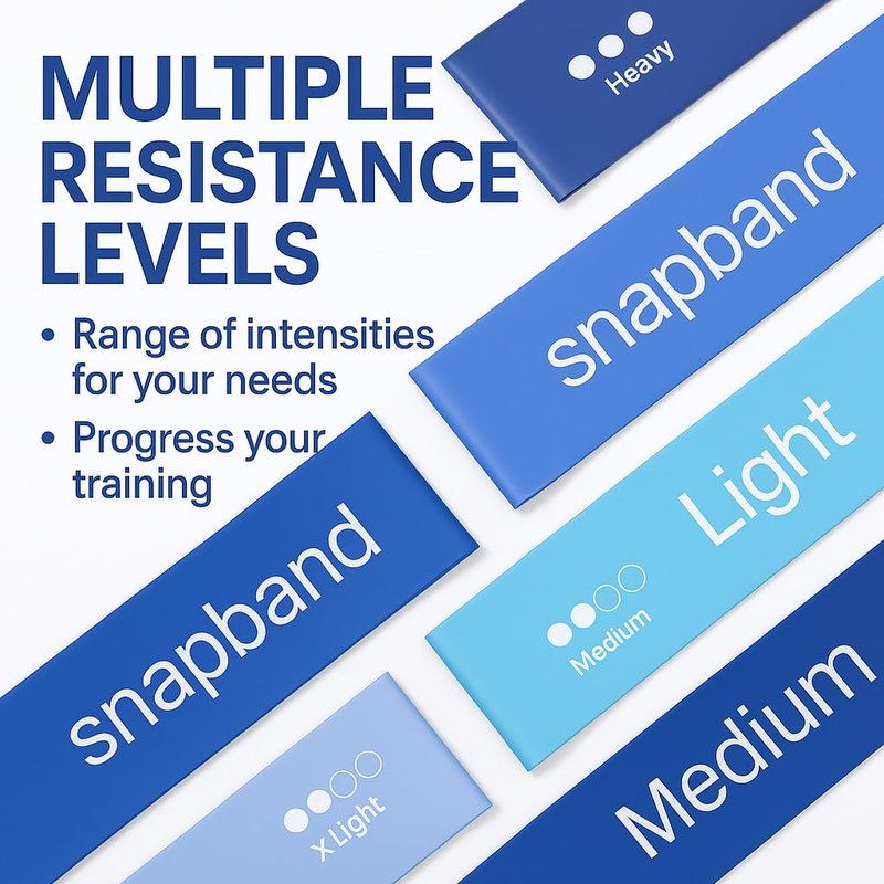 Resistance Bands Set for Physical Therapy & Strength Training – 5 Levels (Extra Light to Extra Heavy), Non-Slip Exercise Bands for Rehab, Glutes, Legs & Warmups – Includes Carry Bag