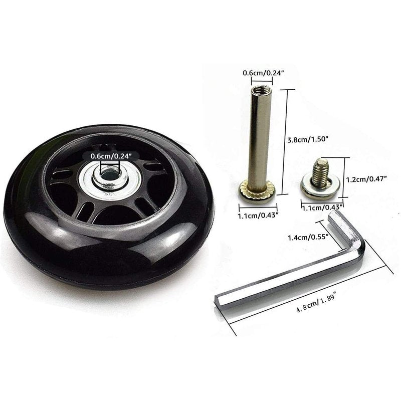 Ricrrover Luggage Suitcase Wheels 70mm x 24mm/2.75"x0.94" w/ABEC 608zz Skate Inline Outdoor Replacement Wheels, One Set of (2) (OD:70 W:24 ID:6 Axles:35 & 40mm)