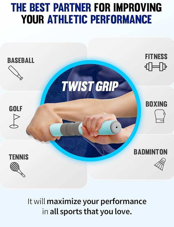 GD Twist Grip Adjustable Resistance Bar for Wrist Strength, Relieves Tendonitis Pain & Improve Grip Strength, Forearm Strength Trainer, Hand Exerciser Bars, Wrist and Elbow Strengthener, Multi-Flex